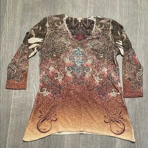 Multicolor Paisley 3/4 Sleeve Top